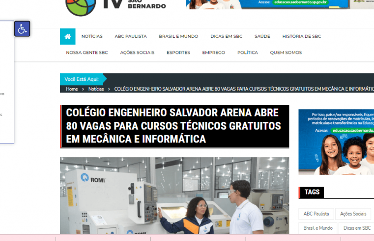 TV SBC IMPLEMENTA ACESSIBILIDADE NO SITE