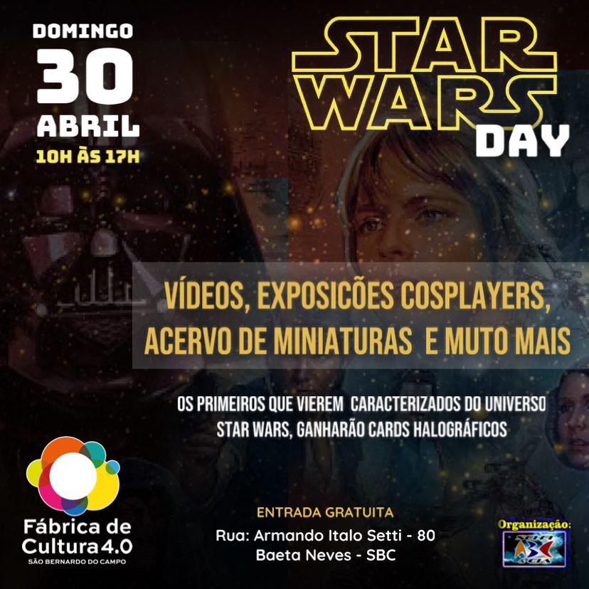 SÃO BERNARDO DO CAMPO CELEBRA O STAR WARS DAY COM EVENTO GEEK NA FÁBRICA DE CULTURA 4.0