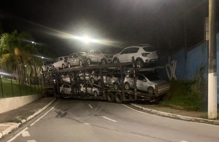 CAMINHÃO CEGONHA FICA PRESO NA SUBIDA DA ESTRADA GALVÃO BUENO