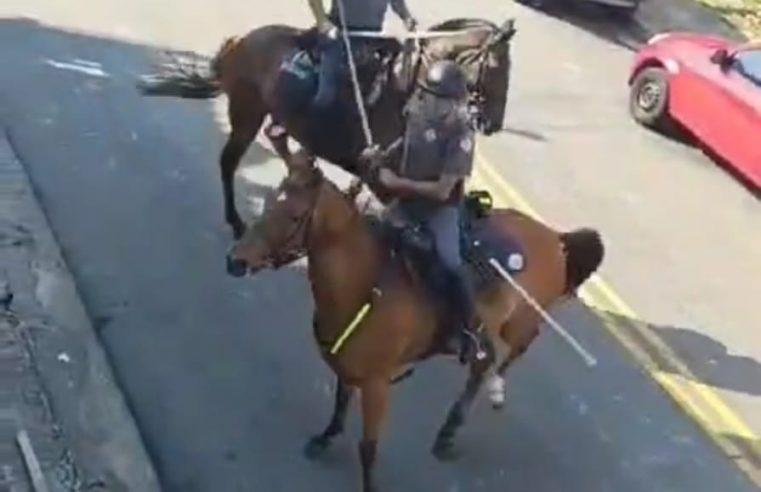 EM SÃO BERNARDO, CONFRONTO ENTRE TORCEDORES ANTES DE CLÁSSICO É CONTIDO PELA CAVALARIA DA PM