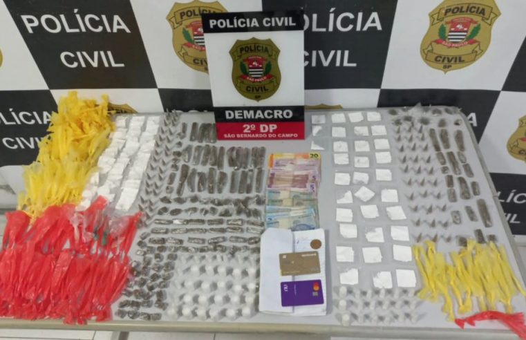 POLICIAIS DO 2º DP DE SÃO BERNARDO PRENDEM HOMEM POR TRÁFICO E APREENDEM MAIS DE 500 PORÇÕES DE DROGAS NO BATISTINI