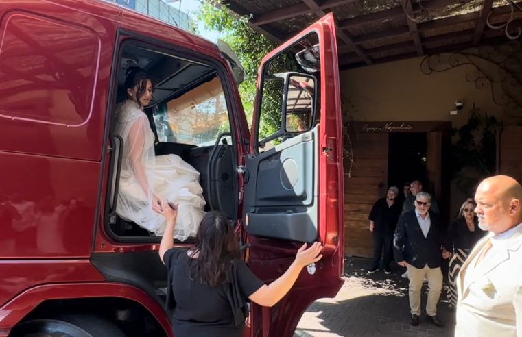 FILHA DE CEGONHEIRO CHEGA DE CAMINHÃO AO PRÓPRIO CASAMENTO EM SÃO BERNARDO