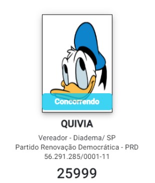 CANDIDATA A VEREADORA DE DIADEMA É REGISTRADA COM FOTO DO PATO DONALD NO SITE DO TSE