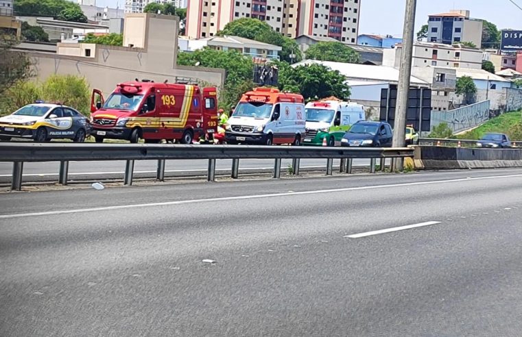 MOTOCICLISTA SOFRE ACIDENTE NO KM 20 DA ANCHIETA, SENTIDO CAPITAL, DURANTE SIMULADO NA PISTA CENTRAL