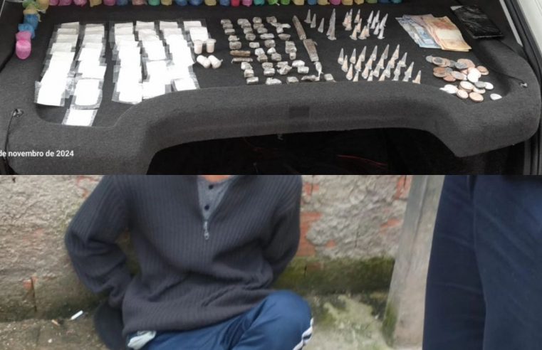 GCM PRENDE HOMEM COM 142 PORÇÕES DE DROGAS NO MONTANHÃO
