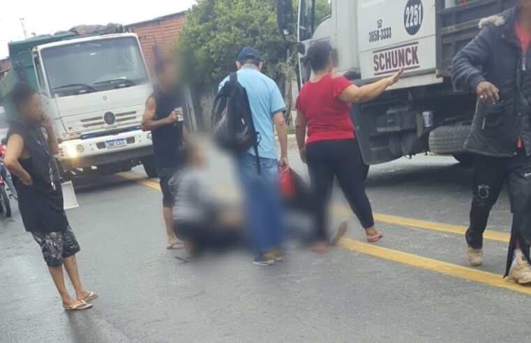 ÔNIBUS E MOTO COLIDEM E PESSOA FICA FERIDA NA ESTRADA DOS ALVARENGAS