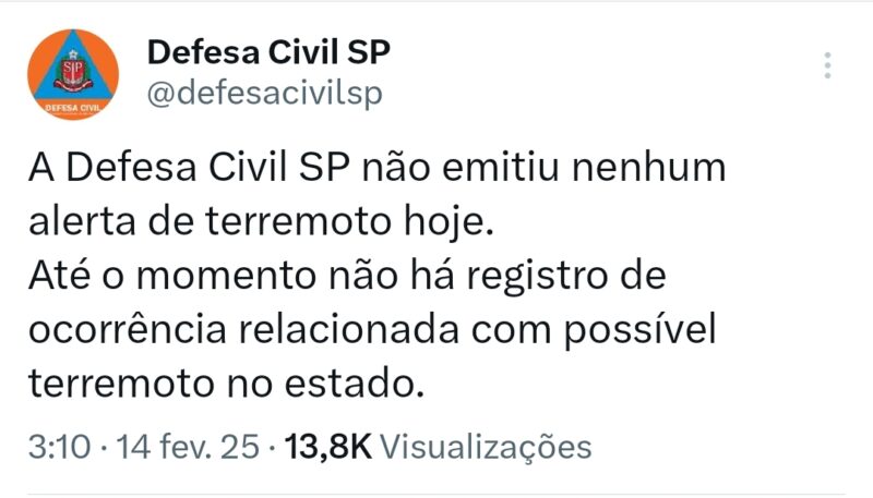 ALERTA DE TERREMOTO ASSUSTA MORADORES DE SÃO BERNARDO DURANTE A MADRUGADA
