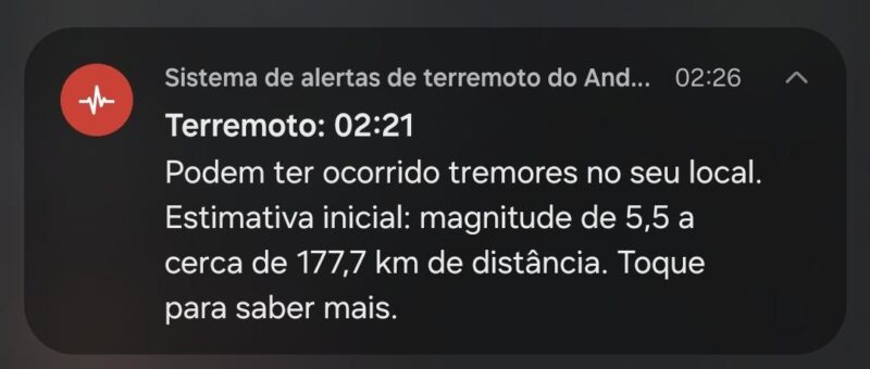 ALERTA DE TERREMOTO ASSUSTA MORADORES DE SÃO BERNARDO DURANTE A MADRUGADA