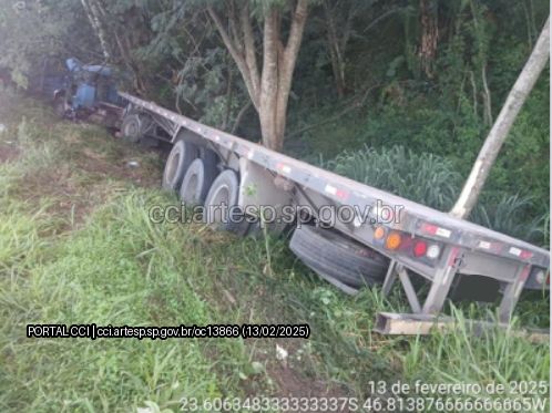 CAMINHÃO CAI EM RIBANCEIRA NO RODOANEL E DEIXA UMA VÍTIMA FATAL