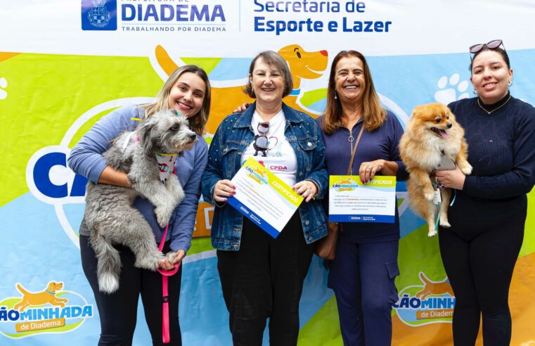 CÃOminhada DE DIADEMA REÚNE MAIS DE 150 PESSOAS E 120 PETS NO PARQUE DO PAÇO