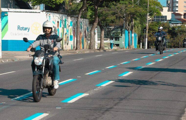 SANTO ANDRÉ EXPANDE FAIXA AZUL PARA MOTOCICLISTAS