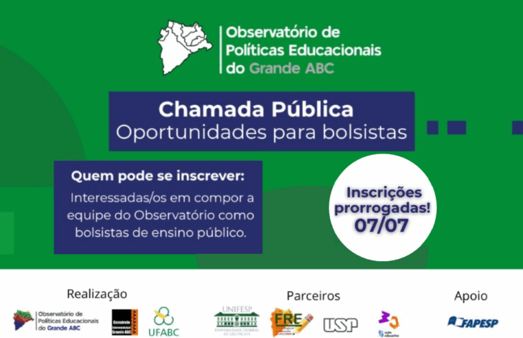 OBSERVATÓRIO DE POLÍTICAS EDUCACIONAIS DO GRANDE ABC PRORROGA SELEÇÃO DE BOLSAS ATÉ 7 DE JULHO