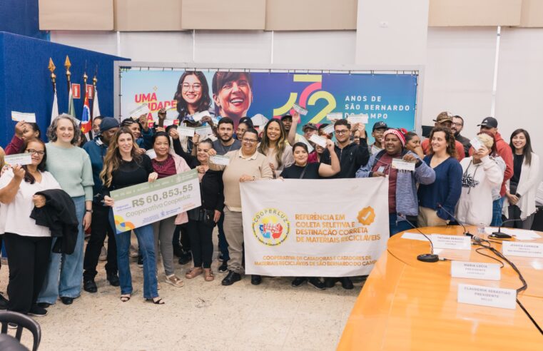 SÃO BERNARDO REPASSA R$ 111,8 MIL A COOPERATIVAS DE RECICLAGEM