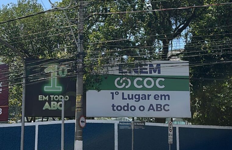 DEPUTADO QUESTIONA PUBLICIDADE DO COLÉGIO COC EM SÃO BERNARDO, QUE ANUNCIA 1º LUGAR NO ENEM