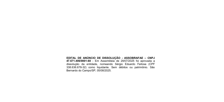 ANÚNCIO DE DISSOLUÇÃO &#8211; ASSOBRAFAE