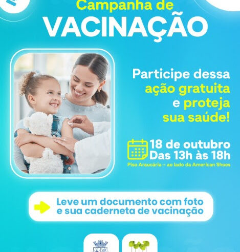 PREFEITURA DE DIADEMA E SHOPPING PRAÇA DA MOÇA REALIZAM CAMPANHA DE VACINAÇÃO NO PRÓXIMO SÁBADO, 18/10
