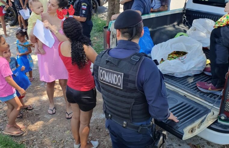 GRUPO DE OCORRÊNCIAS POLICIAIS MOBILIZA GCMs, PMs, JORNALISTAS, EMPRESÁRIOS E VOLUNTÁRIOS E LEVA NATAL A 450 CRIANÇAS