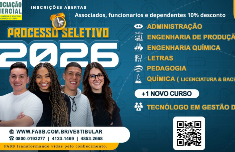 ACISBEC FIRMA PARCERIA COM A FASB PARA OFERECER CURSOS DE GRADUAÇÃO E PÓS-GRADUAÇÃO COM DESCONTO A ASSOCIADOS