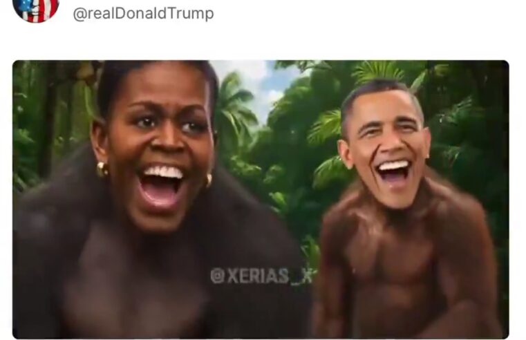TRUMP PUBLICA VÍDEO RACISTA COM IMAGENS DE OBAMA E MICHELLE