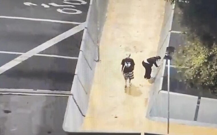 VIDEOMONITORAMENTO DA GCM FLAGRA PICHAÇÃO EM PASSARELA NO CENTRO DE SÃO BERNARDO E RESPONSÁVEL É MULTADA EM MAIS DE R$ 9 MIL