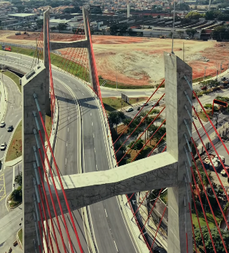 IMAGENS AÉREAS MOSTRAM A DIMENSÃO DA PONTE ESTAIADA DE SÃO BERNARDO