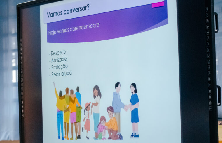 EM SÃO BERNARDO, GUARDIÃ MARIA DA PENHA REALIZA PALESTRA SOBRE PREVENÇÃO DA VIOLÊNCIA PARA ALUNOS DE EMEB NO BATISTINI
