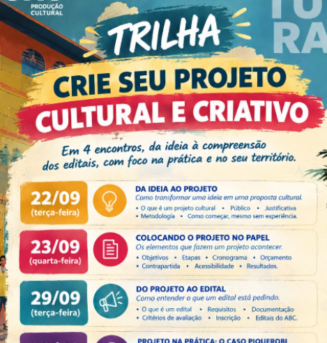 SEBRAE-SP REALIZA NA PRÓXIMA TERÇA-FEIRA TRILHA GRATUITA PARA QUEM QUER TRANSFORMAR IDEIAS EM PRODUTOS CULTURAIS NO GRANDE ABC